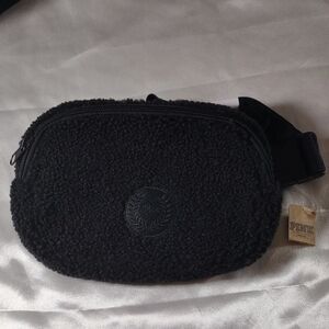 NWT PINK Victoria's Secret Black Fluffy Fleece Belt Bag / Fanny Pack